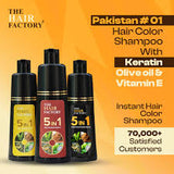 5 IN 1 HAIR COLOR SHAMPOO WITH KERATIN, OLIVE OIL & VITAMIN